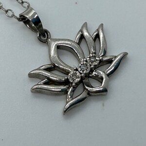 925 Sterling Silver Lotus Blossom Pendant Necklace Dainty Spiritual Minimalist